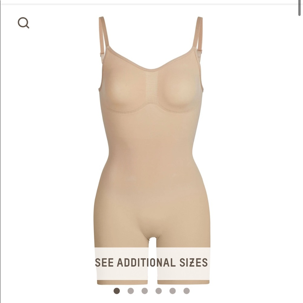 NWT SKIMS SEAMLESS SCULPT LOW BACK BODYSUIT MID THIGH | CLAY | SM/MD